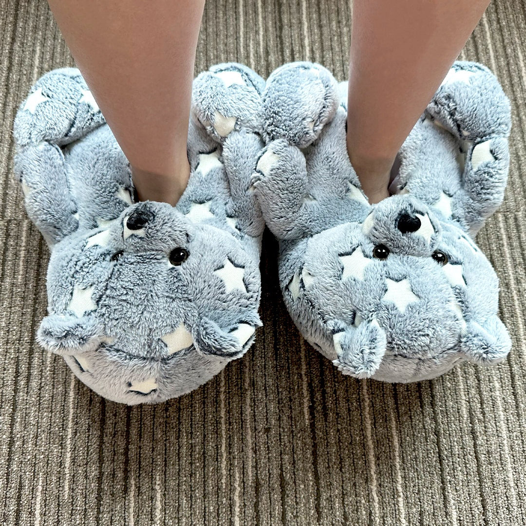 Glow in the Dark Teddy Bear Slippers | Night Glow Fluorescent House Slippers | My Sockmates