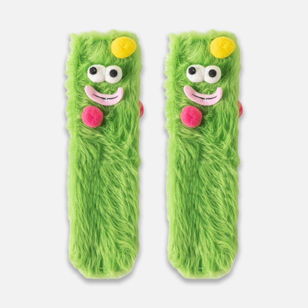 Green Goofy Pals Fuzzy Socks for Women | My Sockmates