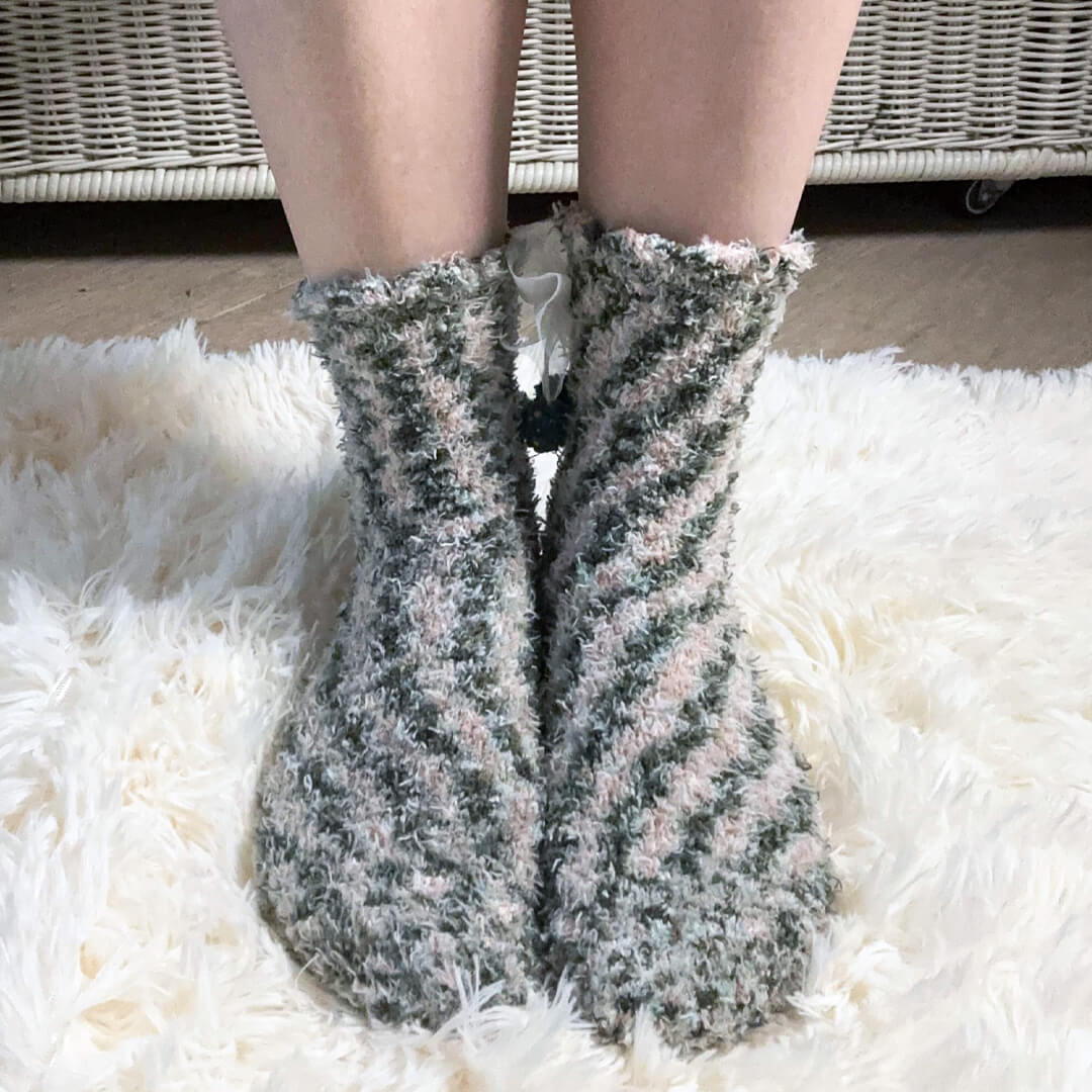 Green Bow & Bobble Fuzzy Socks | My Sockmates