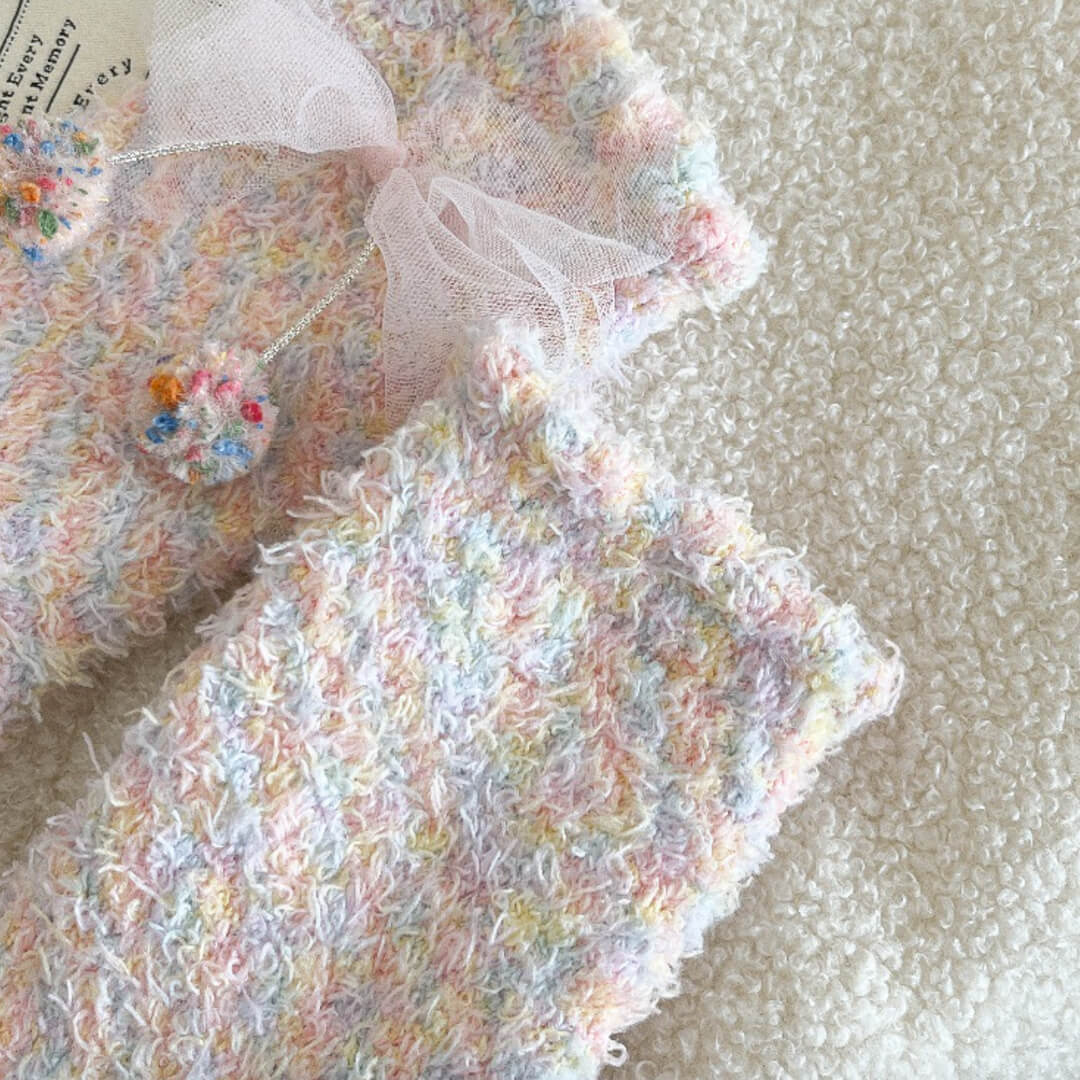 Pink Bow & Bobble Fuzzy Socks | My Sockmates