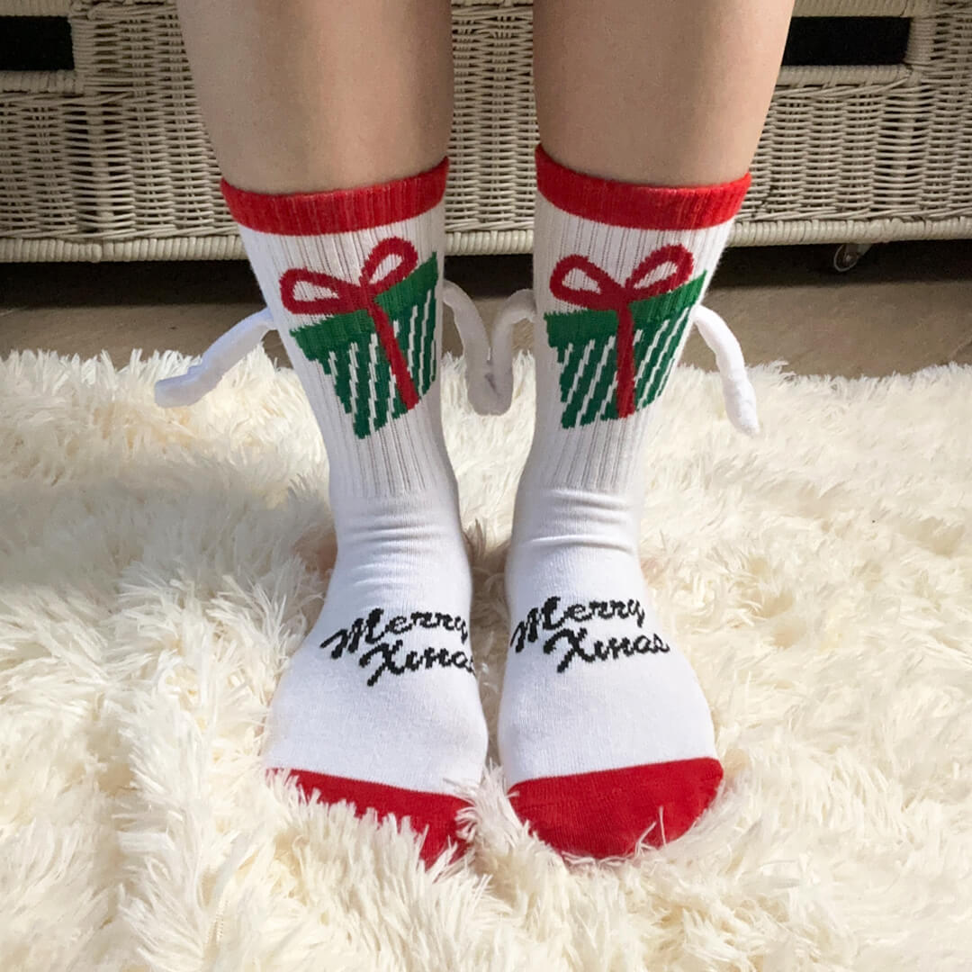 White Christmas Gift Handholding Socks | My Sockmates