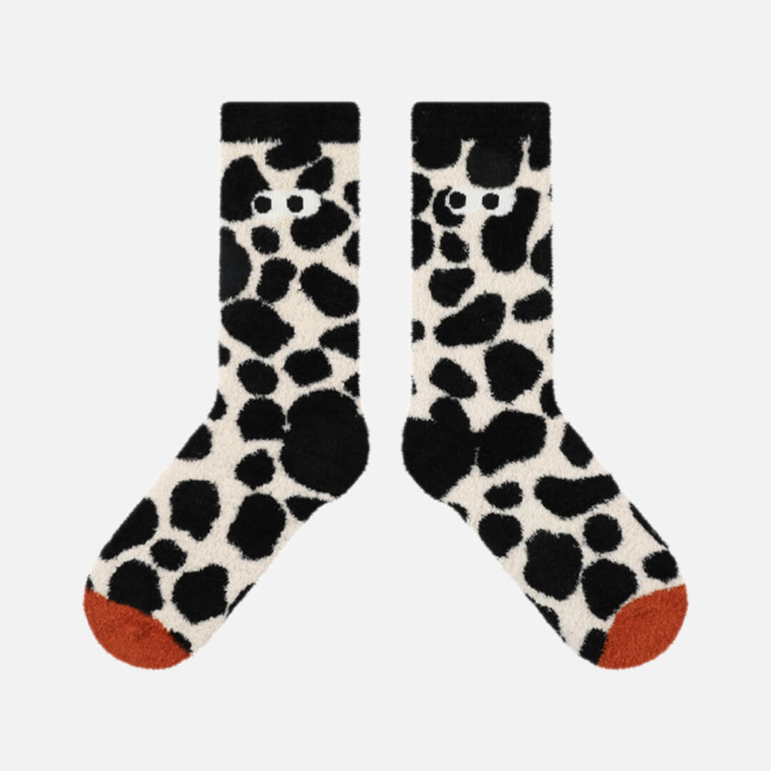 Milk Print Fuzzy Socks | My Sockmates