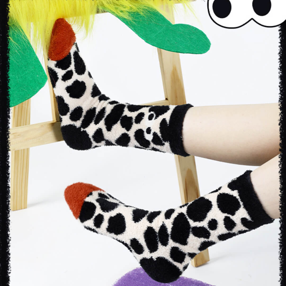 Eyes See Milk Print Fuzzy Socks | My Sockmates