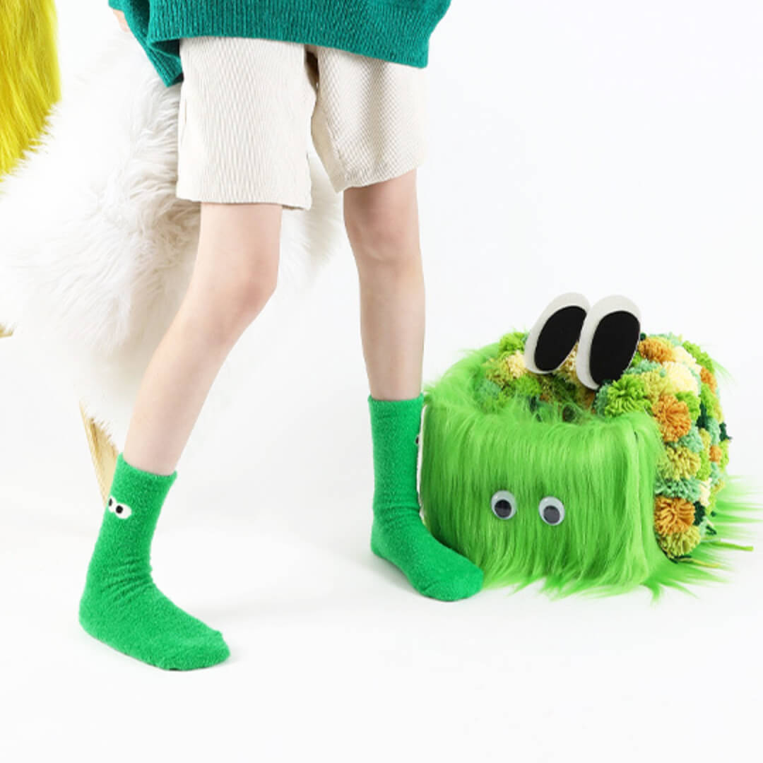 Eyes See Green Fuzzy Socks | My Sockmates