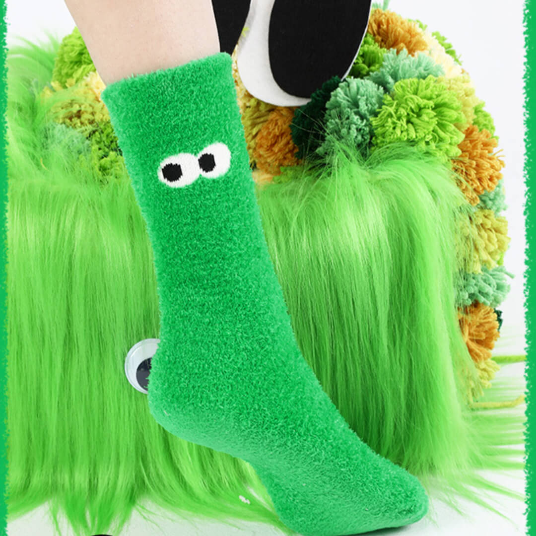 Eyes See Green Fuzzy Socks | My Sockmates