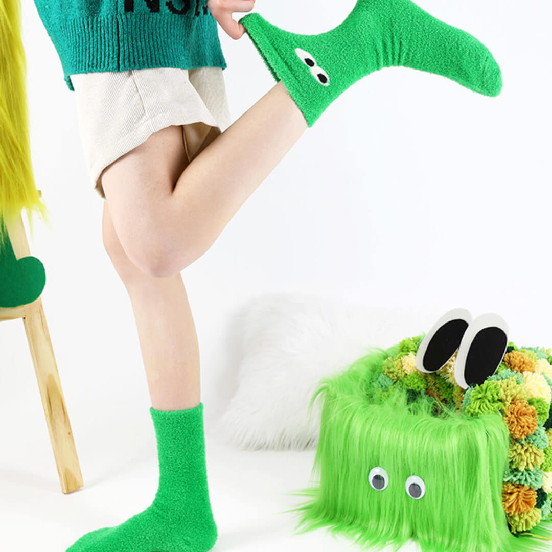 Eyes See Green Fuzzy Socks | My Sockmates