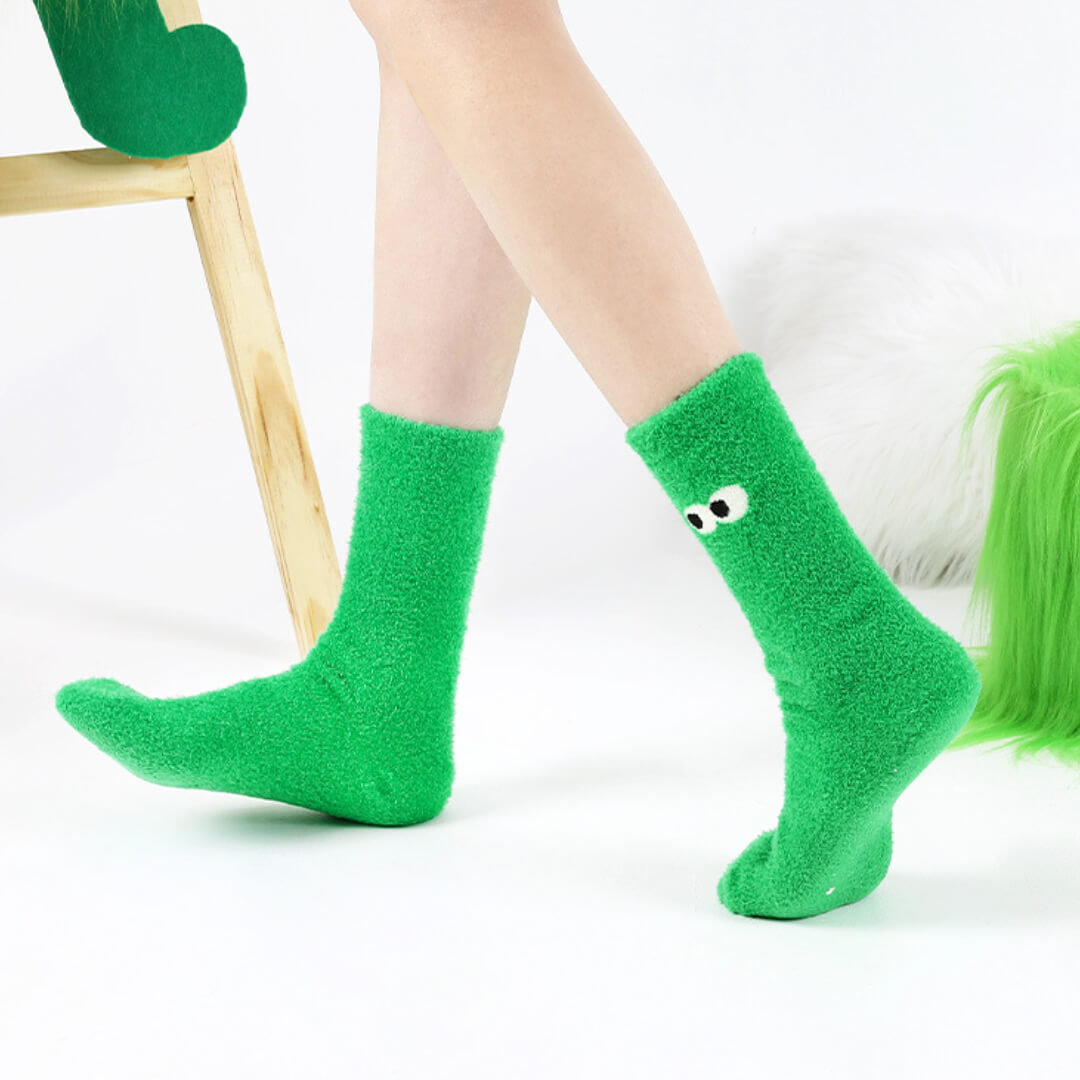 Eyes See Green Fuzzy Socks | My Sockmates