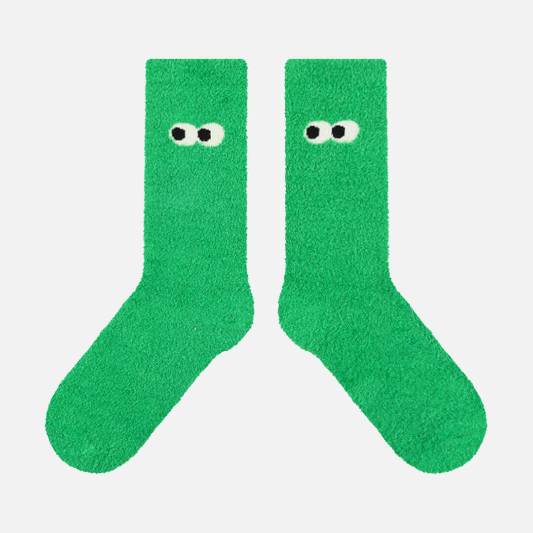 Eyes See Green Fuzzy Socks | My Sockmates