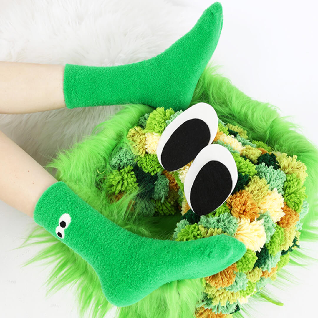 Eyes See Green Fuzzy Socks | My Sockmates