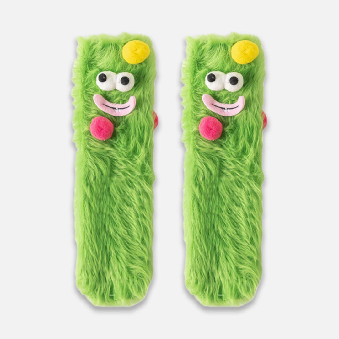 Green Goofy Pals Fuzzy Socks for Women | My Sockmates