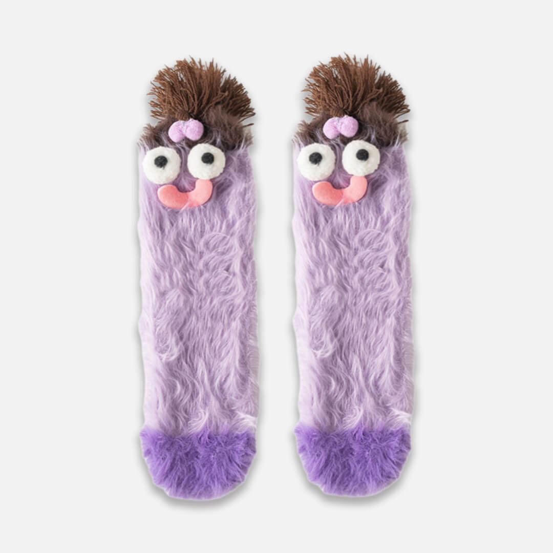 Purple Goofy Pals Fuzzy Socks for Women | My Sockmates