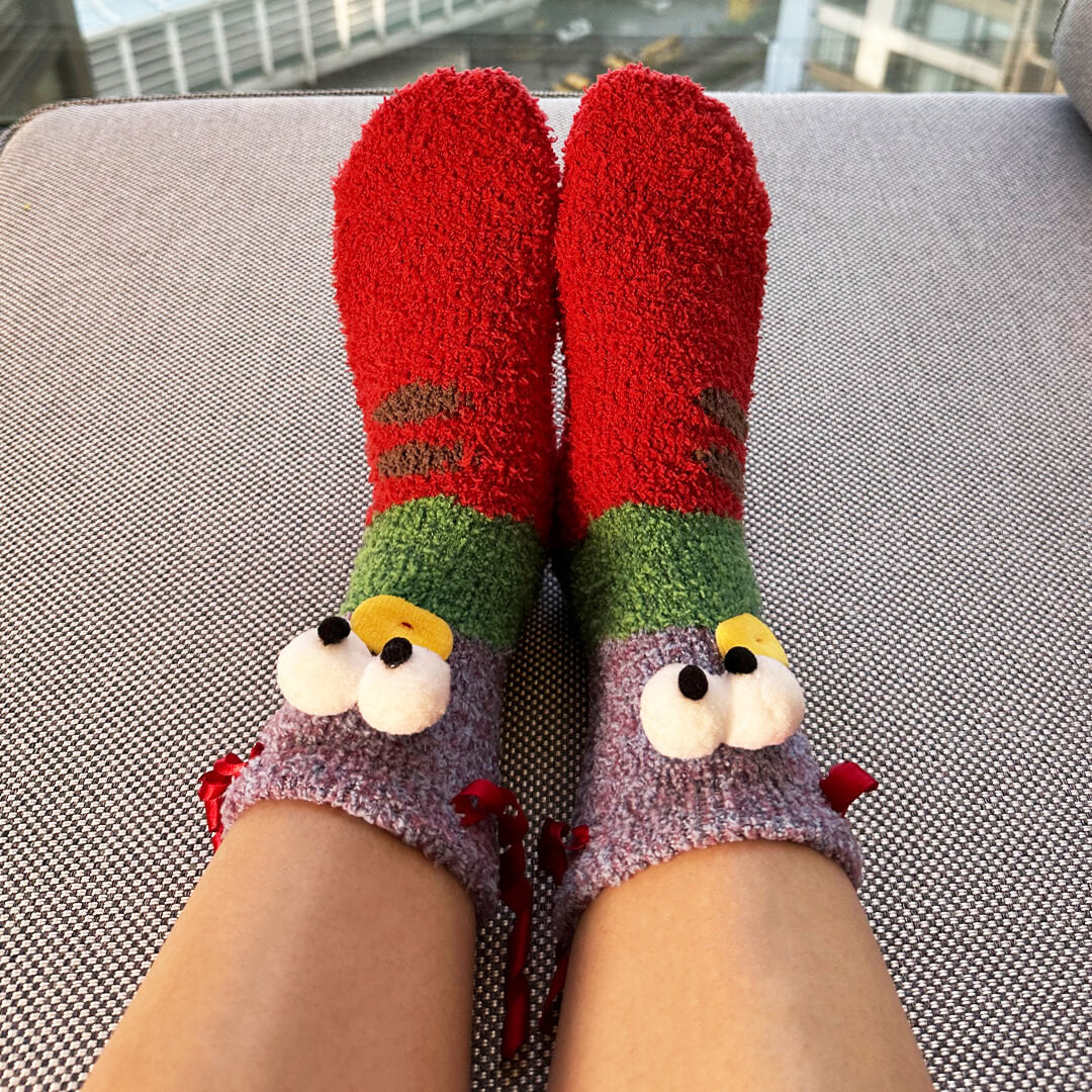 Holly Jolly Fuzzy Christmas Socks | My Sockmates