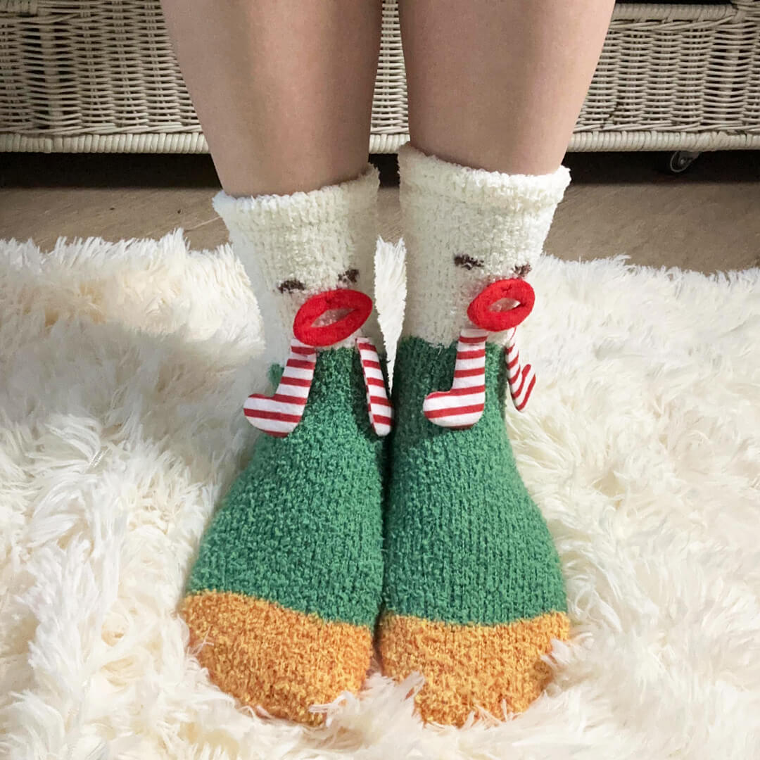 Jolly Elf Fuzzy Socks | My Sockmates