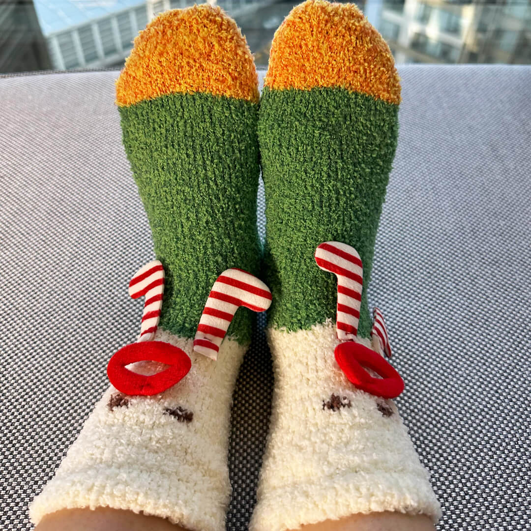 Jolly Elf Fuzzy Christmas Socks | My Sockmates