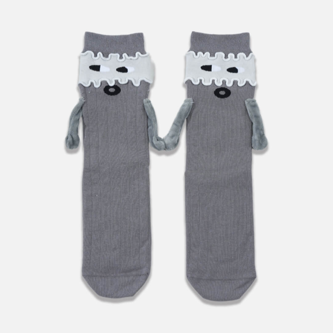 Gray Masked Mischief Handholding Socks | My Sockmates