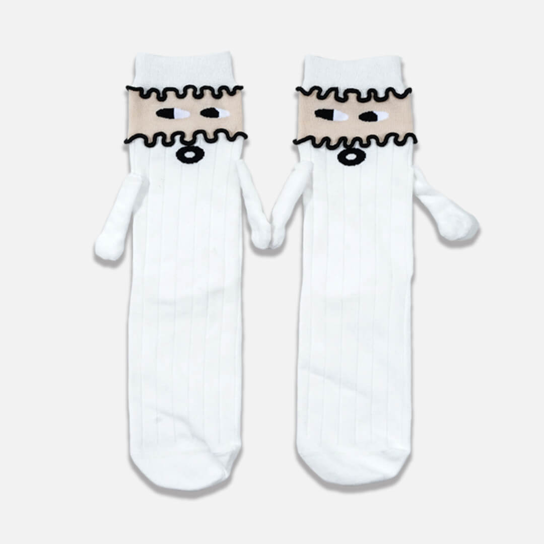 White Masked Mischief Handholding Socks | My Sockmates