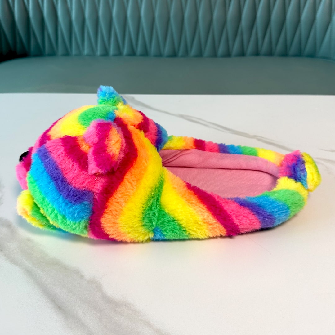 Rainbow Pride Teddy Bear House Slippers | My Sockmates