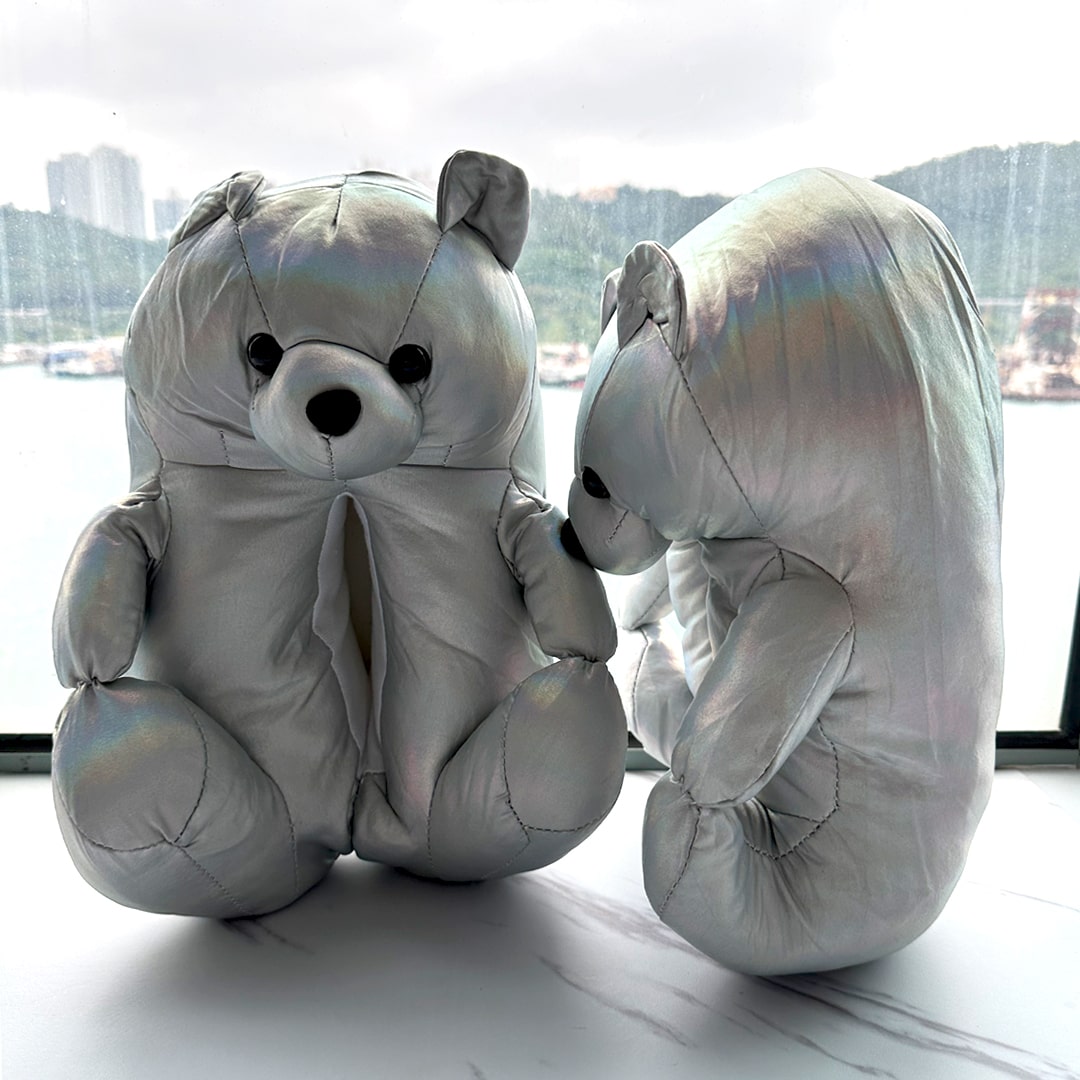 Silver Teddy Bear Slippers | Cute House Slippers | My Sockmates