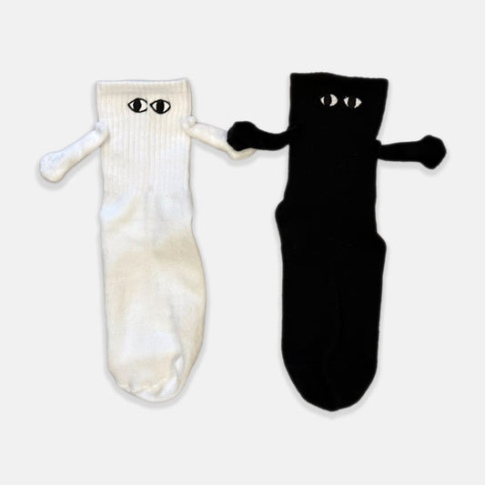 White & Black Magnetic Handholding Socks | My Sockmates