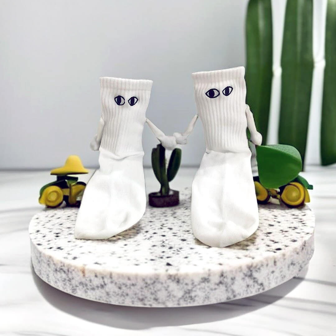 White Magnetic Handholding Socks | Socks with Hands | My Sockmates
