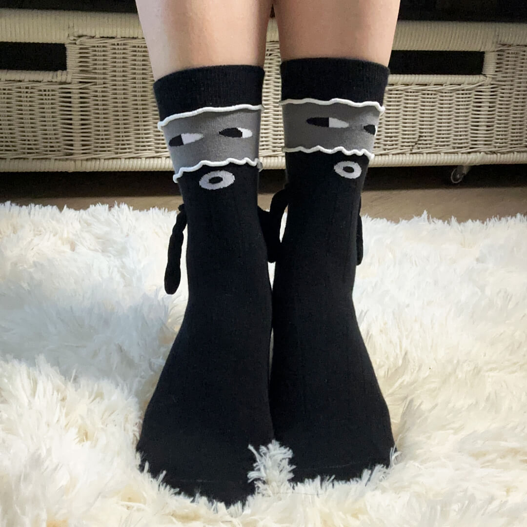 Black Masked Mischief Handholding Socks | My Sockmates