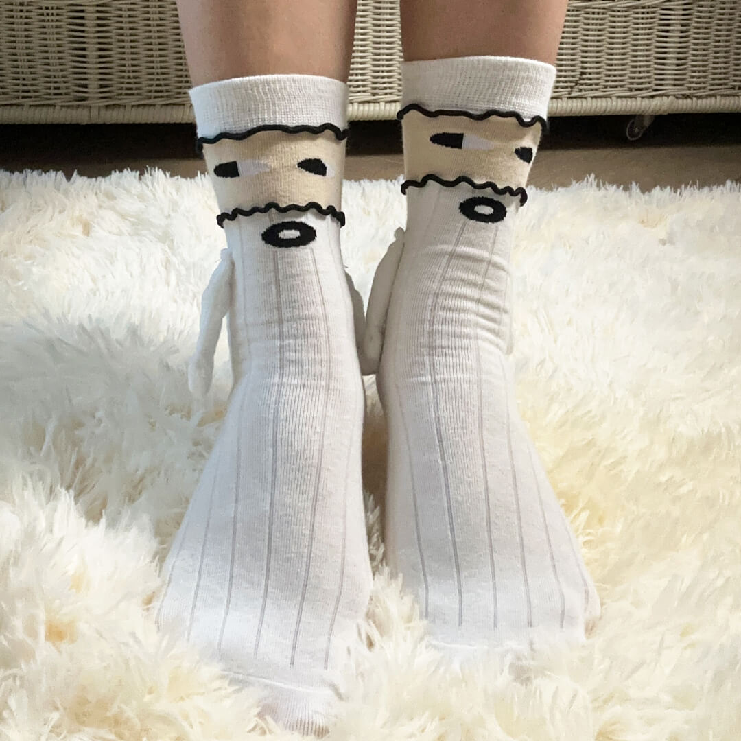 White Masked Mischief Handholding Socks | My Sockmates